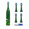 iLike Escova de dentes elétrica sónica para crianças, à prova de água, 5 cabeças de escova (1+4 cabeças de substituição), a pilhas, cerdas macias, design rã verde, verde