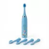 iLike Escova de dentes sónica para crianças, à prova de água, 5 cabeças de escova (1+4 cabeças de substituição), a pilhas, cerdas macias, design unicórnio, azul
