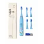 iLike Escova de dentes sónica para crianças, à prova de água, 5 cabeças de escova (1+4 cabeças de substituição), a pilhas, cerdas macias, design unicórnio, azul