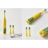 iLike Escova de dentes elétrica sónica recarregável para crianças, carregamento por USB, 3 cabeças de escova (1+2 cabeças de substituição), cerdas macias, à prova de água, design crocodilo amarelo