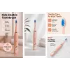 iLike Escova de dentes elétrica sónica recarregável para crianças, carregamento por USB, 3 cabeças de escova (1+2 cabeças de substituição), cerdas macias, à prova de água, design coelhinho, rosa