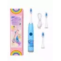 iLike Escova de dentes elétrica sónica recarregável para crianças, carregamento por USB, 3 cabeças de escova (1+2 cabeças de substituição), cerdas macias, à prova de água, design elefante azul, azul