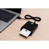 iLike Leitor de cartões inteligente USB, leitor de cartões IC de contacto para assinatura digital, eID, cartões bancários e governamentais, preto