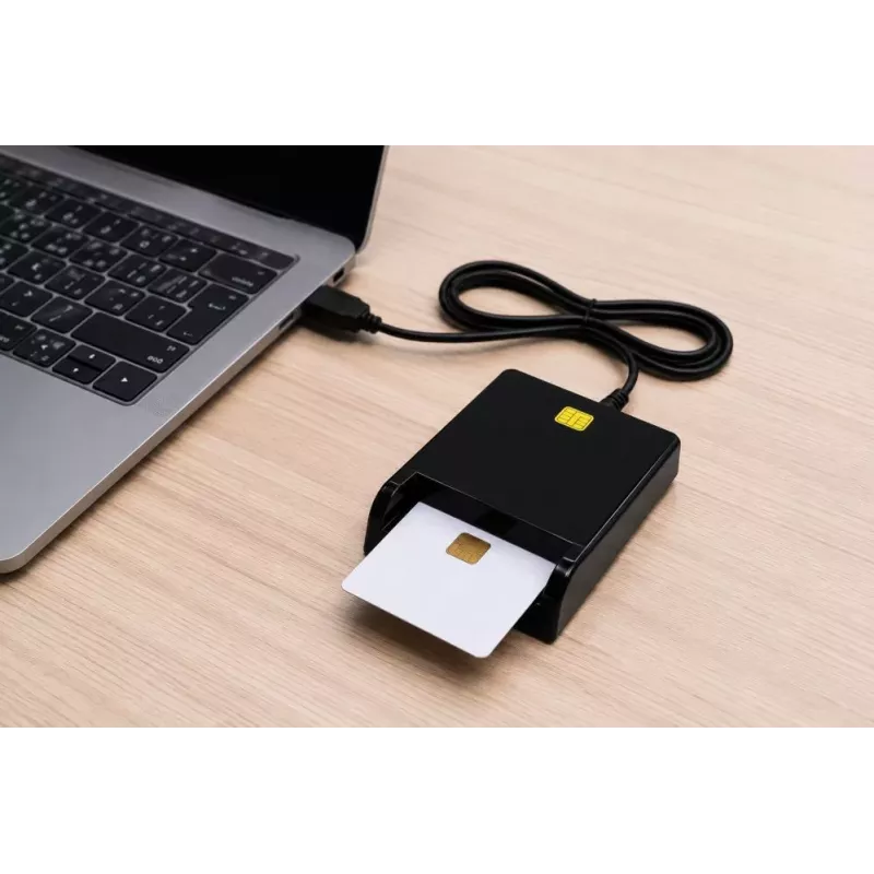iLike Leitor de cartões inteligente USB, leitor de cartões IC de contacto para assinatura digital, eID, cartões bancários e governamentais, preto