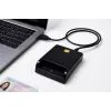 iLike Leitor de cartões inteligente USB, leitor de cartões IC de contacto para assinatura digital, eID, cartões bancários e governamentais, preto