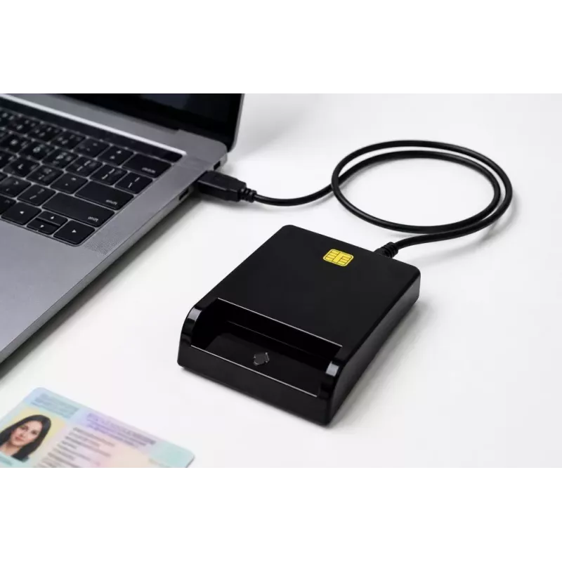 iLike Leitor de cartões inteligente USB, leitor de cartões IC de contacto para assinatura digital, eID, cartões bancários e governamentais, preto