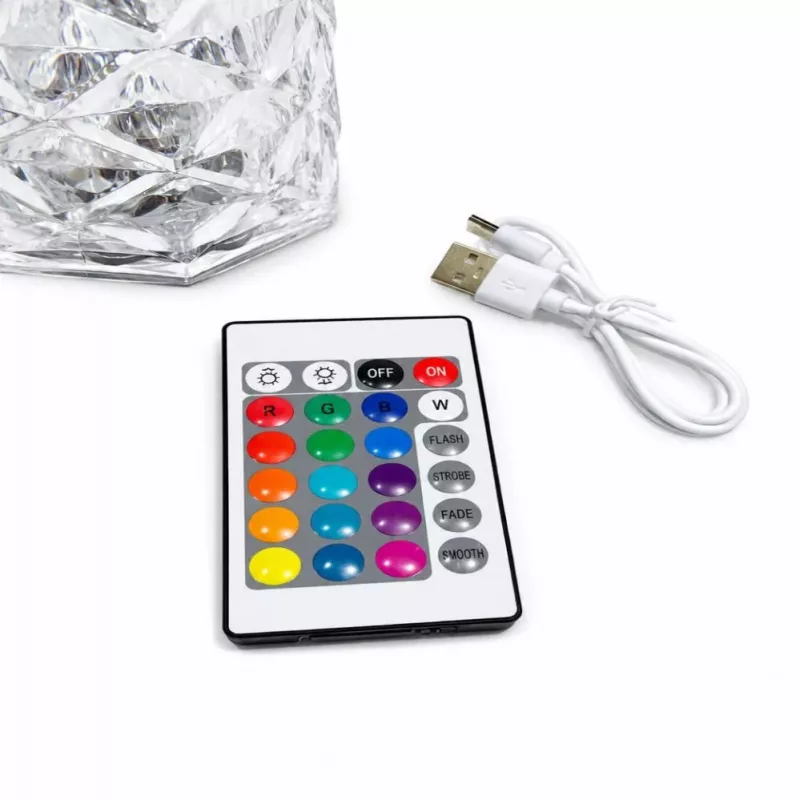 iLike Candeeiro LED RGB Crystal Touch com altifalante Bluetooth, luz noturna ambiente, comando