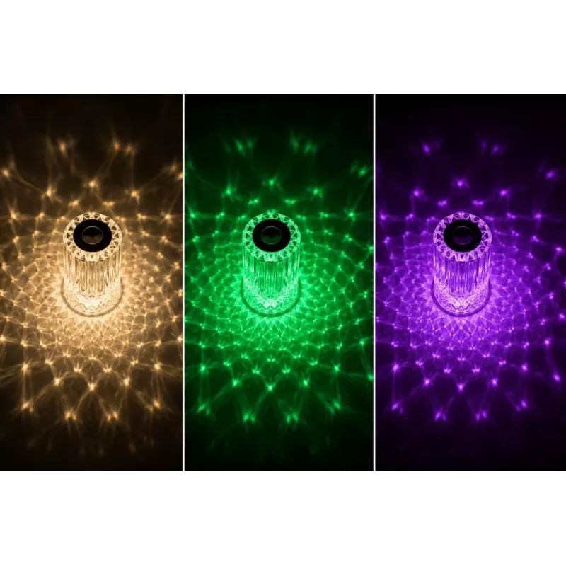 iLike Candeeiro de mesa LED RGB Crystal Touch com altifalante Bluetooth, luz noturna ambiente e comando