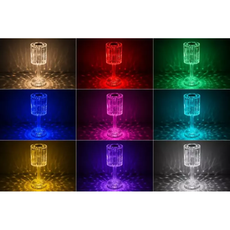 iLike Candeeiro de mesa LED RGB Crystal Touch com altifalante Bluetooth, luz noturna ambiente e comando