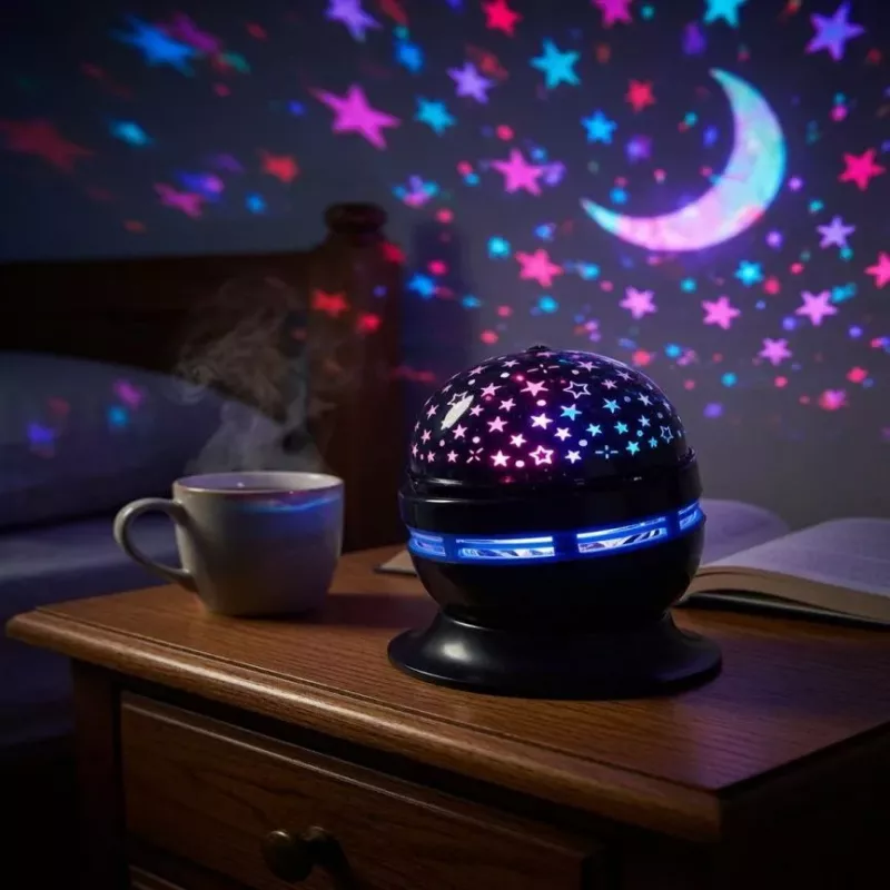 iLike Bola de cristal LED RGB, projetor de festa rotativo 180° com comando preto