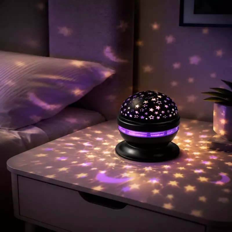 iLike Bola de cristal LED RGB, projetor de festa rotativo 180° com comando preto