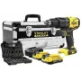 Conjunto de berbequim aparafusador a bateria STANLEY V20 18V 2x2,0Ah com conjunto de 50 acessórios