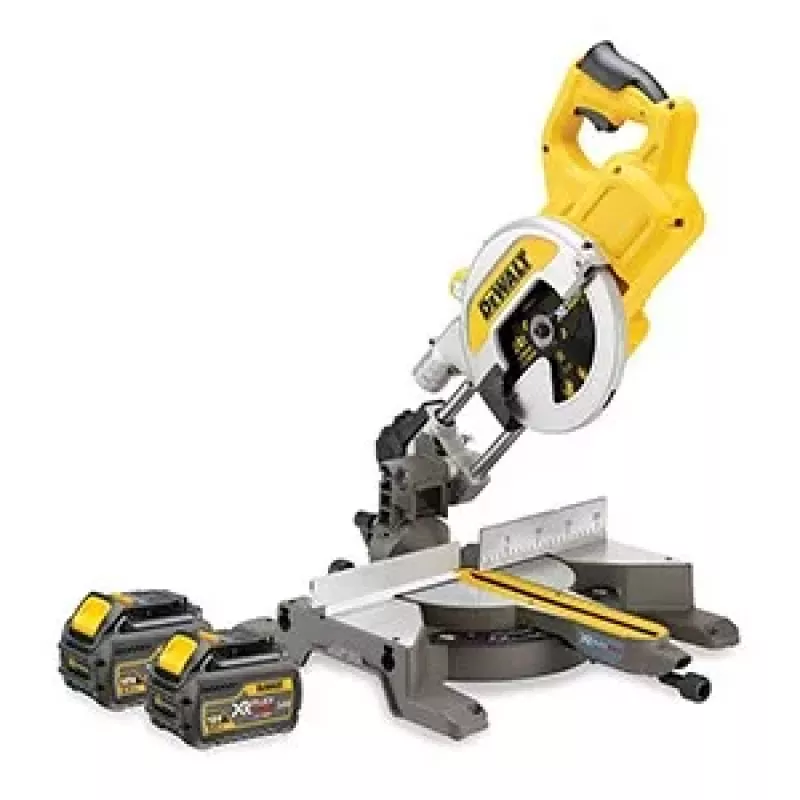 Serra de esquadria e de corte DEWALT DCS777T2-QW 216 mm 54V XR FLEXVOLT com 2 baterias de 6,0Ah, carregador rápido e lâmina TCT 40T