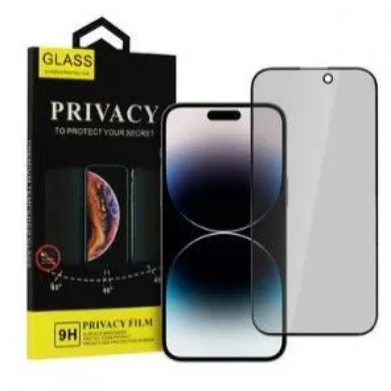 iLike Apple iPhone 15 Pro Protetor de Ecrã de Vidro Temperado Privacy Preto