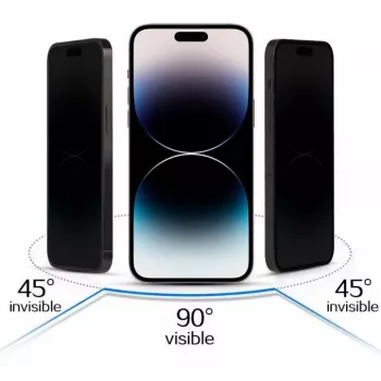 iLike Apple iPhone 15 Pro Protetor de Ecrã de Vidro Temperado Privacy Preto