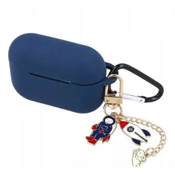 iLike Capa de proteção em silicone para Apple AirPods Pro 2 - Azul-escuro com argola