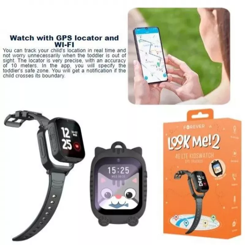 Forever Smartwatch GPS WiFi 4G Criança KW-510 Preto