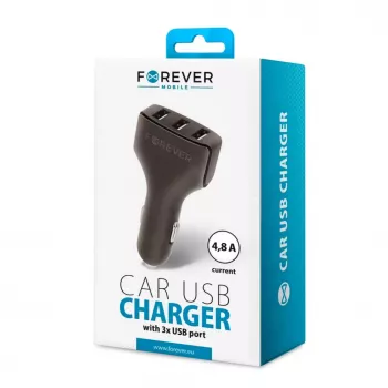 Forever Carregador de Automóvel Universal Triple USB CC-05 4.8A Preto