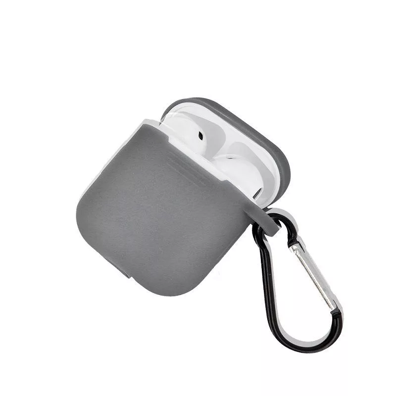 GreenGo capa de silicone para Apple AirPods com gancho cinzento