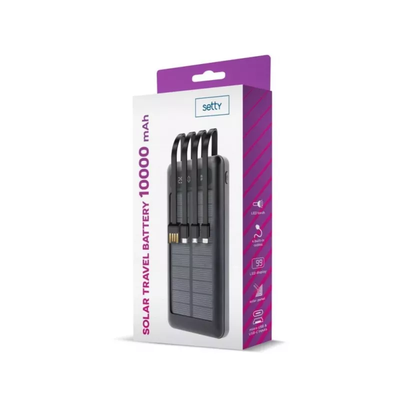 Power bank solar Setty SLR-100 10000 mAh preto