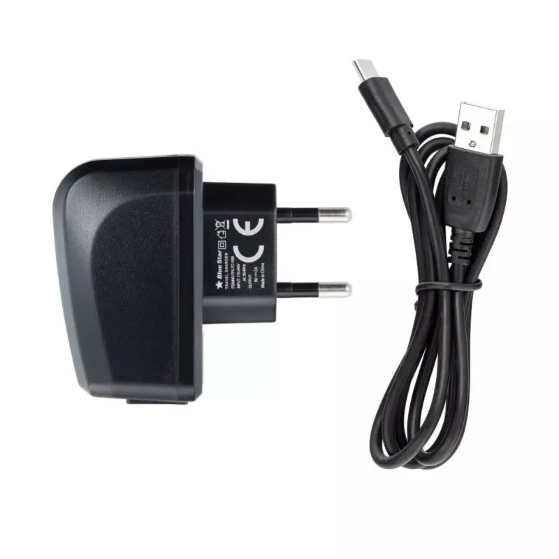 Blue Star Phone Charger Blue Star Lite USB A 2A 10W + cabo USB A para USB C TFK-TC-1095B preto