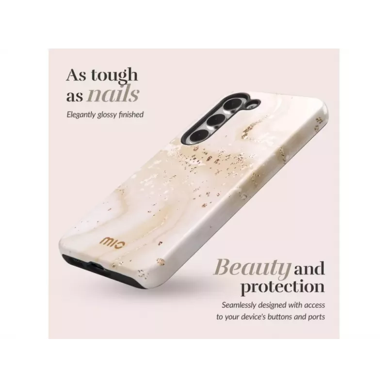 Capa traseira compatível com MagSafe Mio Gold Marble para Samsung Galaxy S25 5G