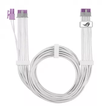 Cabo de alimentação GPU ASUS ROG EQUALIZER White Edition - 16 pinos 12VHPWR para 3x8 pinos PCIe - 700mm Branco