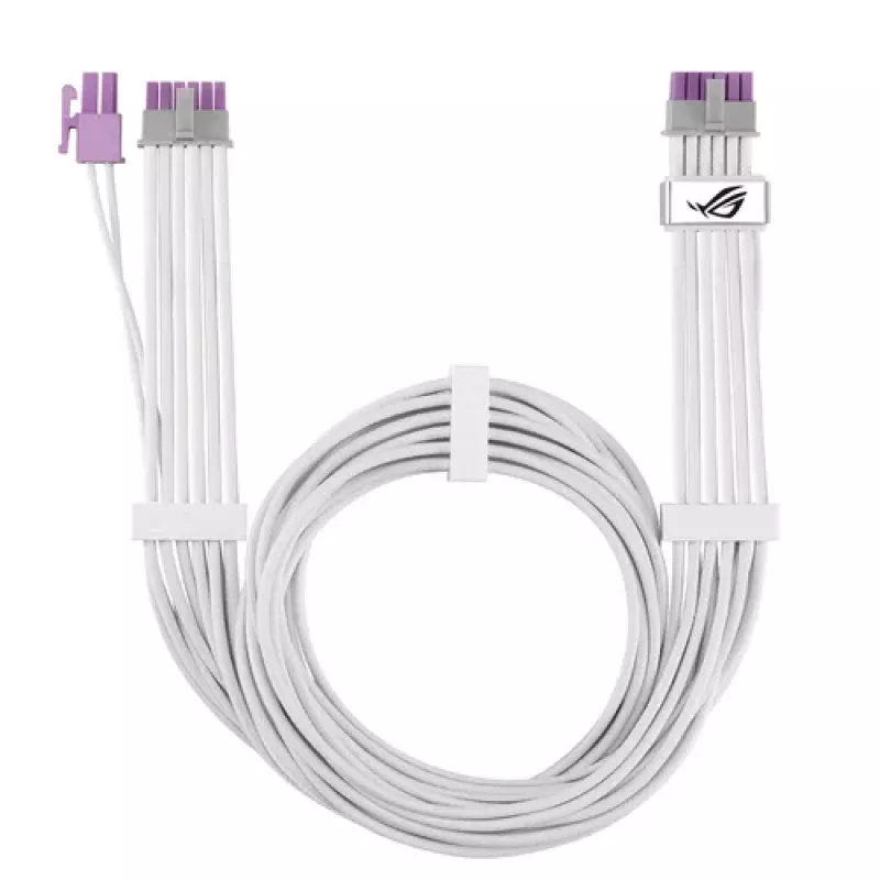 Cabo de alimentação GPU ASUS ROG EQUALIZER White Edition - 16 pinos 12VHPWR para 3x8 pinos PCIe - 700mm Branco