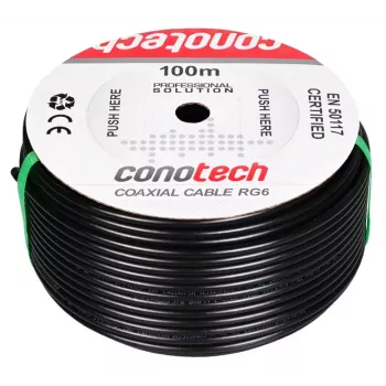 GREENCELL NS100 TRI cabo coaxial com gel - rolo 100m, preto