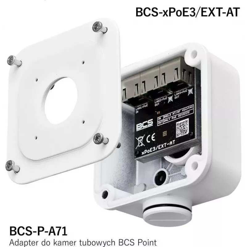 BCS BCS-xPoE3/EXT-AT switch PoE+ de 3 portas, 2x PoE+ 30W, 1x uplink, 250m EXTEND, metal
