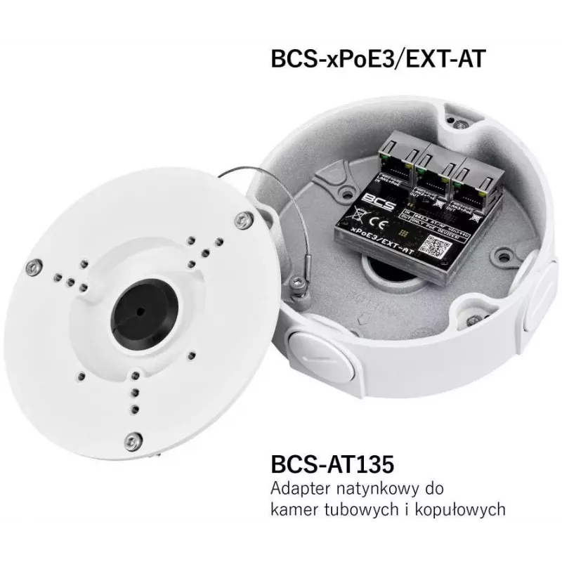 BCS BCS-xPoE3/EXT-AT switch PoE+ de 3 portas, 2x PoE+ 30W, 1x uplink, 250m EXTEND, metal