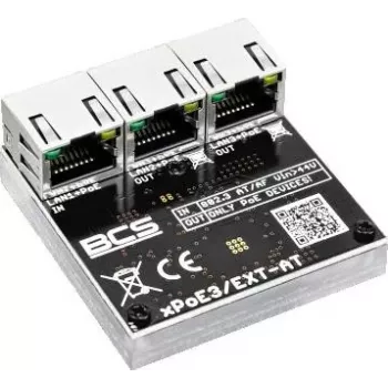 BCS BCS-xPoE3/EXT-AT switch PoE+ de 3 portas, 2x PoE+ 30W, 1x uplink, 250m EXTEND, metal