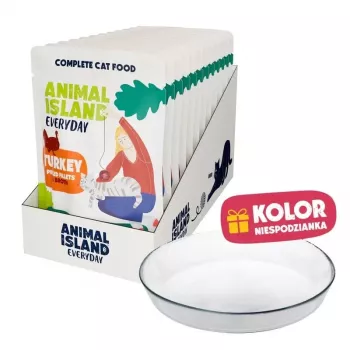 ANIMAL ISLAND filete de peru comida húmida para gatos 12x85g + prato