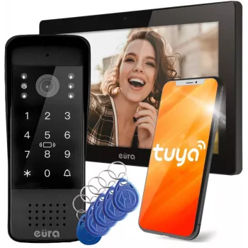 EURA VDP-86A3 monitor de videoporteiro preto de 10 polegadas com Tuya Smart App