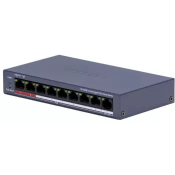 Hikvision DS-3E0109P-E/M(C) switch PoE Fast Ethernet de 9 portas, 8 portas PoE, orçamento 65W, não gerido