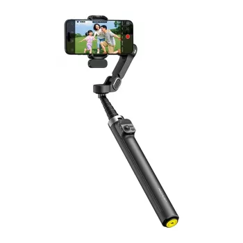Estabilizador para smartphone AOCHUAN Smart V3 com AI-Tracking, luz de preenchimento, comando remoto, tripé, pau de selfie, preto