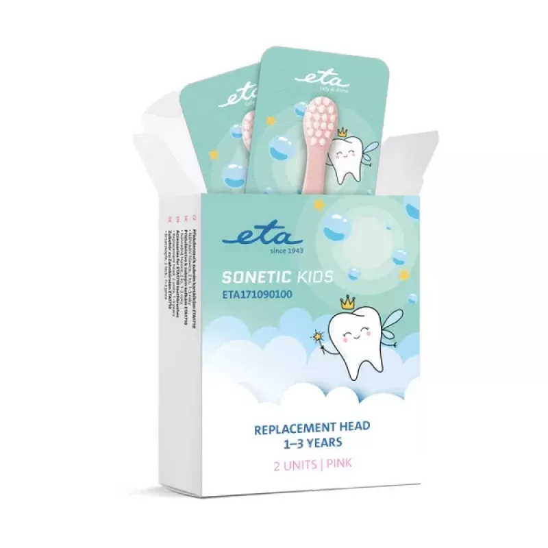 Cabeças de escova de substituição ETA Sonetic Kids 171090100 pack de 2 rosa