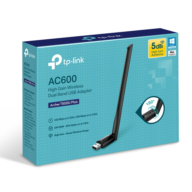 Adaptador Wi-Fi TP-Link Archer T600U Plus(EU) AC600 Dual Band