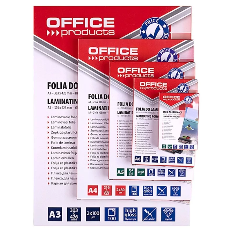 PBS OFFICE PRODUCTS Película de Plastificação A3 2x100 Mícron Brilhante 100 Folhas Transparente