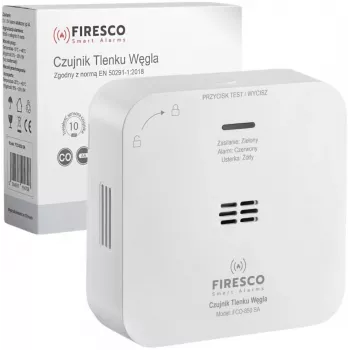 Detetor de monóxido de carbono FIRESCO FCO-850 SA com ecrã LCD, 10 anos de vida útil