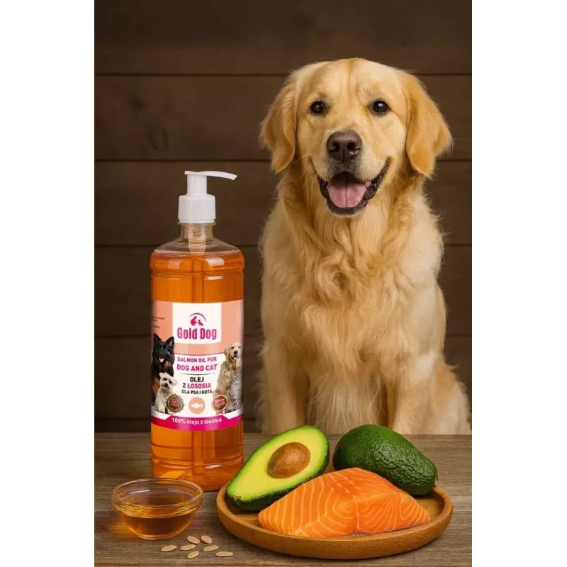 Óleo de salmão GDD Gold Dog para cães e gatos - 1 L