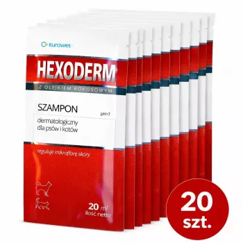 Champô medicinal EWE EUROWET Hexoderm para cães e gatos - 20 x 20 ml saquetas