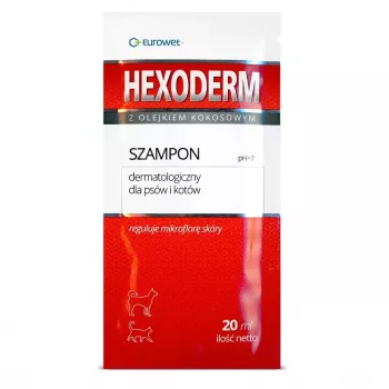 Champô medicinal EWE EUROWET Hexoderm para cães e gatos - 20 x 20 ml saquetas