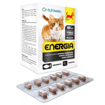 EWE EUROWET Wita-Vet Energia Suplemento multivitamínico e mineral para gatos - 120 comprimidos