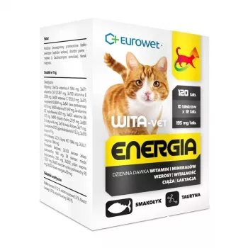 EWE EUROWET Wita-Vet Energia Suplemento multivitamínico e mineral para gatos - 120 comprimidos