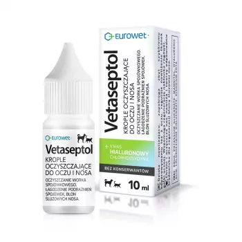 EWE EUROWET Vetaseptol Gotas de limpeza para olhos e nariz para cães e gatos - 10 ml