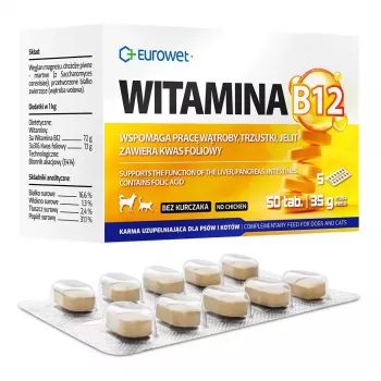 EWE EUROWET Suplemento de Vitamina B12 para cães e gatos - 50 comprimidos