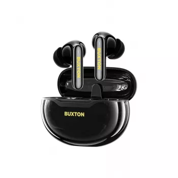 BXT Buxton BTW 7200 Black Tuya - auscultadores True Wireless in-ear com estojo de carregamento, preto, Bluetooth 5.2, IPX4, controlo tátil, Tuya Smart App