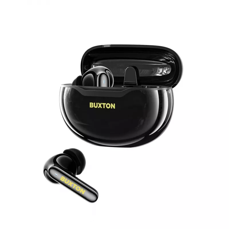 BXT Buxton BTW 7200 Black Tuya - auscultadores True Wireless in-ear com estojo de carregamento, preto, Bluetooth 5.2, IPX4, controlo tátil, Tuya Smart App