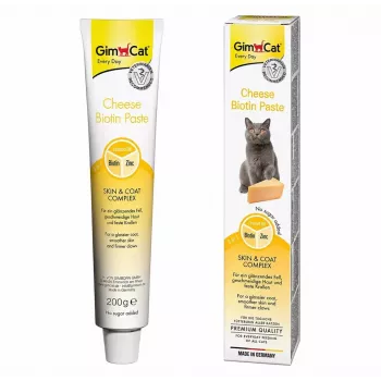 GimCat pasta de queijo e biotina para gatos - bisnaga de 200g - pele saudável, pelo brilhante e garras fortes